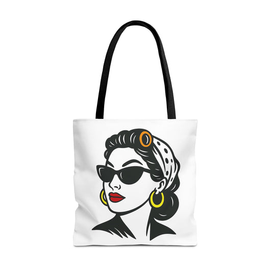 The SuperTía Headshot B&W Tote – Icon Mode: Activated