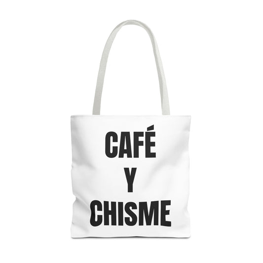 Café y Chisme White Tote Bag - For the Brew That Spills Best