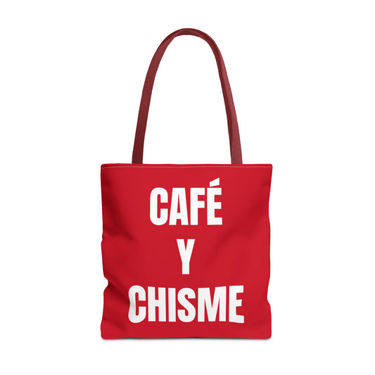 Café y Chisme Red Tote Bag - For the Brew That Spills Best